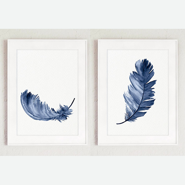 Royal Blue Feathers  Home Office Art Ideas