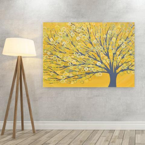 Yellow & Grey Tree Canvas